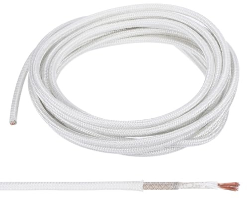 PATIKIL 14.8 pies Calibre 9 AWG Cable -60-500 Grados Celsius Blanco | de Alta Temperatura, Cable Electrónico de Fibra de Vidrio de Mica Aislado Resistente Al Calor y Flexible