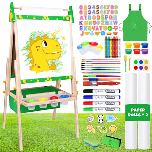 Joyooss Art Easel for Kids,Double Sided with 98+ Accessories Kids Easel Magnetic Board,Toddler Art Easel Dry Erase Board Easel for Kid Age 4-8 9-12 Outdoor Easel