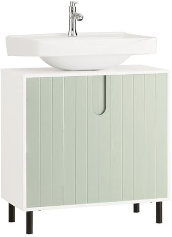 SoBuy Meuble sous Lavabo Salle de Bain Meuble Salle de Bain avec Étagères Réglables Ensemble de Meubles de Rangement Vert 60x30x60cm BZR139-GR