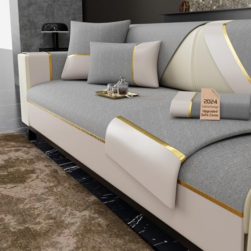 Kiseely Sofabezug - Couch Überzug Samt Mit Rutschfester Unterlage für L Form/U Form/Ecksofa 4/3/2/1 Sitzer, Sofaschutz Hund Katze Kratzschutz (70x210cm)