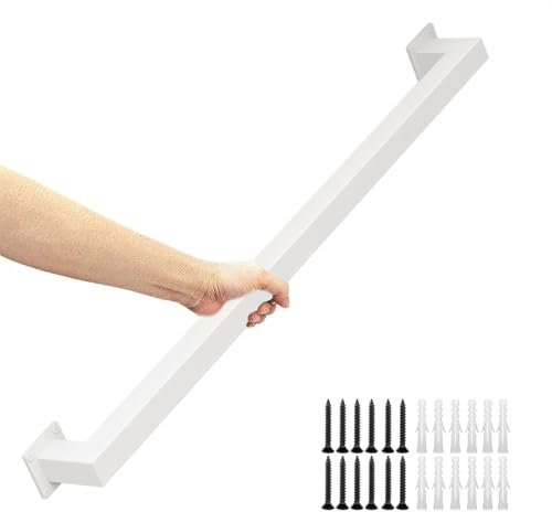 Moderne Metall-Handläufe für Treppen, weiß, rutschfestes Sicherheits-Treppengeländer für Innen- und Außen-Loft-Veranda-Terrassenstufen, 30 cm ~ 600 cm Vierkantrohr-Eisengeländer (16 Fuß)