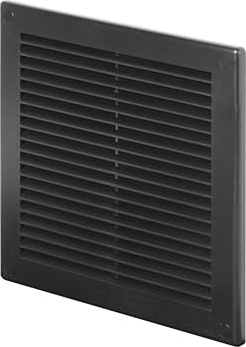 Awenta Rejilla de ventilación de 200 x 200 mm, color negro con rejilla de malla - Rejilla de ventilación acanalada para el hogar, la cocina y el baño - Fácil de instalar - Ventilación HVAC