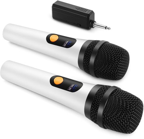 Kabelloses Mikrofon, FOLTUSMY Duales Digitales Dynamisches Mikrofon mit wiederaufladbarem Empfänger, 60M Reichweite, Für Gesang, Karaoke, Meetings, Kirche, Hochzeit