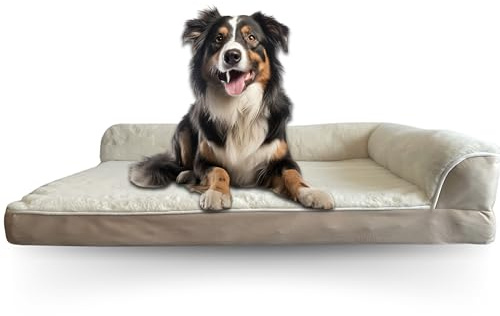 fress-express orthopädisches Hundebett-XL für Grosse Hunde, Memory Foam Hundekorb, Waschbar Hundesofa Wasserdicht rutschfest, Hundecouch mit Hohem Rand