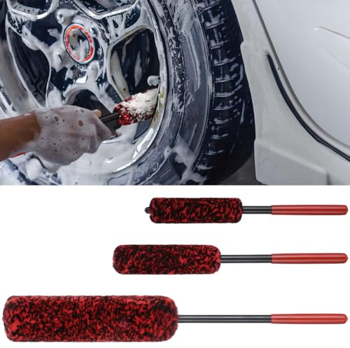 OUNONA Car Tyre Cleaning Brush with Flexible Heads - Soft Bristle Wheel Cleaner for Scratch-Free Tire and Rim Care - Automotive Detailing Brush for Car Maintenance