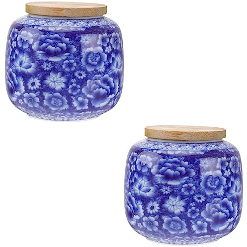 Garneck Pot à Biscuit 2 Pièces De En Céramique Boîte De Scellée Boîte De Stockage De Boîte De Récipient De Stockage De Récipient De De Fleur Conteneurs De Stockage De