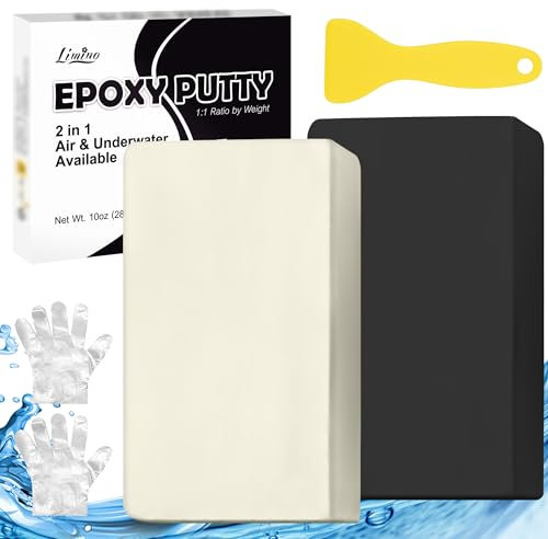 Epoxy Putty, 10oz / 280g Fast Repair Pool Putty, Underwater or Above Epoxy Repair Clay for Fixing Leaks, Cracks, Filling - 2 Part Sculpt Clay for Bonding Metal, Tile, Ceramics, Plastic (Black)