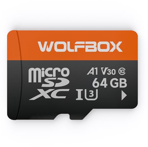 WOLFBOX 64GB microSD Card, Up to 100MB/s, U3 A1 V30 High Speed Transfer, Supports 4K UHD Video Recording, Suitable for All WOLFBOX Dash Cams