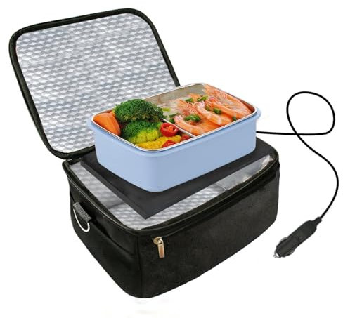 12 V 60 W scaldavivande portatile mini elettrico riscaldato – riscaldare e cucinare i pasti in auto, camion, ufficio, cantiere | forno portatile