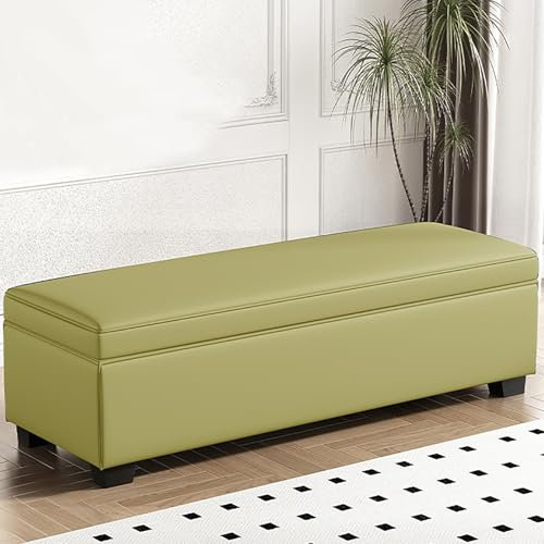 Polsterbank mit Stauraum, mit größerem Platz, 90 x 40 x 40 cm, Bettbank, für Wohnzimmer, Schlafzimmer, Gelb / Grün