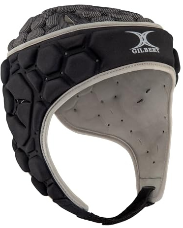Gilbert XP 250 Senior Rugby-Kopfschutz, Schwarz/Silber (M)