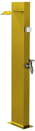 JINGSHIQIAOPL Colonna d'Acqua da Giardino in Acciaio Inossidabile, Fontana da Giardino Esterno, Rubinetto Doppio per Esterni Antigelo, Rubinetto da Giardino in Acciaio Inox(Gold)