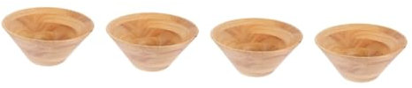 BEBEMOKO 4pcs Rustic Wooden Serving Bowl Salad Bowl Large Capacity Wooden Fruit for Kitchen Counter