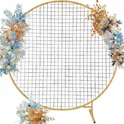 Arche de jardin ronde en métal pour mariage et événements, grande taille de 1,8 m, support de fleurs décoratif pour fête d'anniversaire, Noël, arche robuste blanc/doré