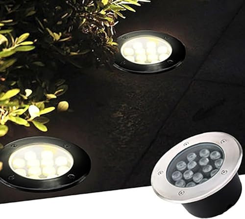 Focos Suelo Led Exterior - Empotrable Al Aire Libre Focos, Focos LED Empotrables Para Exteriores Impermeables IP67, Luces De Piso LED Para Exteriores AC85-265V, Luz De Jardín Empotrada Redonda(Blue Li