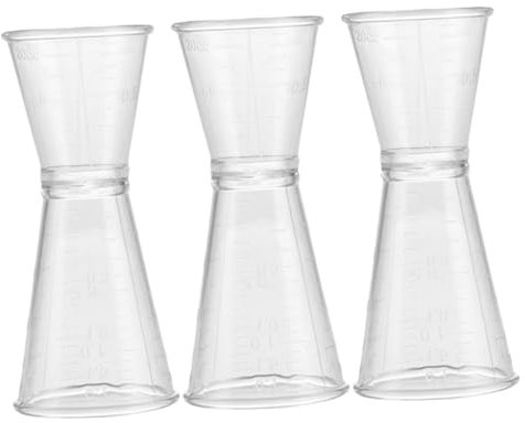 HOMOBABE 3piezas Taza Medidora De Plástico Doble Jigger Medidor Transparente Para Cócteles Para Bartending Casa Ahorra y Reduce Desperdicio