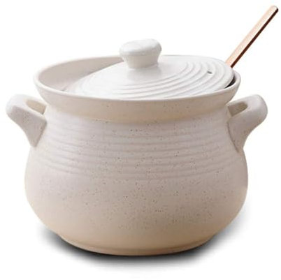 Cacerolas, Cacerola Redonda de cerámica con Tapa, Sopera de cerámica, Cacerola de cerámica Resistente al Calor, Olla de Barro de cerámica para Estufa, Olla Caliente de do