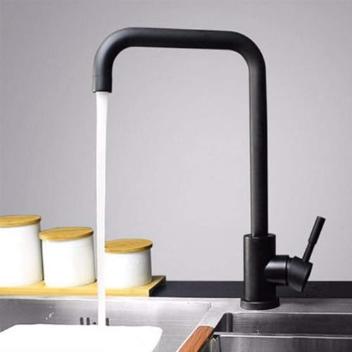 KJHONG Grifo de cocina de acero inoxidable para agua fría y caliente, lavabo negro esmerilado para verduras (negro B)