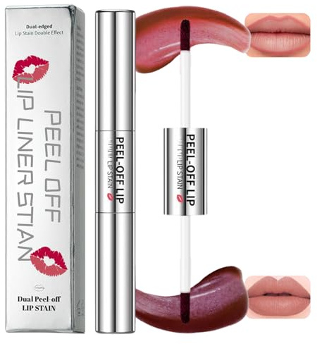 Peel Off Lip Stain & Lip Liner,Double-Ended 2 Colors Lip Tint Peel Off,2 In 1 Mattee Pink Lip Liner Easy To Carry,Waterproof & Transfer-Proof Peel Off Lip LinerStain,Easy To Remove Lip Tint Stain