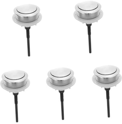 Tofficu 5 Stück Toilettentankschalter Toilettentaste Toilettenspültaste Toilettentankknopf Druckknopf für den Spülkasten spülen Toilettenspülknopf aus Kunststoff WC-Ersatzknopf Abs Silber