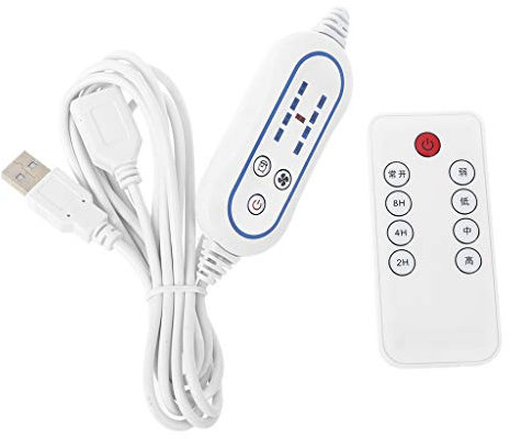 Mando a distancia multifunción para ventilador USB, luz LED, control remoto ajustable de 4 velocidades con función de sincronización de 2 a 8 horas de encendido y apagado