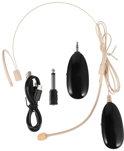 Wireless Headset Microphone Mini Head-mounted Mic Black | Invisible 2.4g Design, for Classes and Conferences, Shockproof Plastic Build, Fits Mixer and Camera