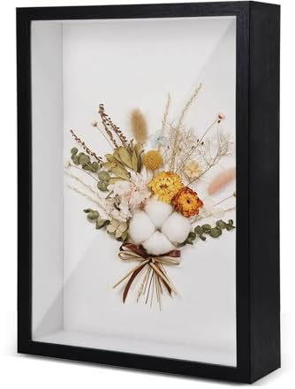 3D Shadow Box, 23 x 32 cm Shadow Box Frame, Wooden Photo Frame, Deep Picture Frames Box Display for Crafts Memorabilia Flower Tickets Medal (Black 3CM)