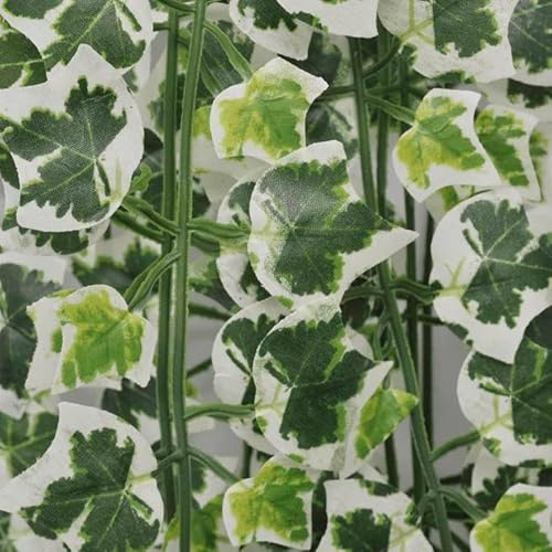 Eleganz Lot de 2 feuilles de lierre artificiel vert/blanc 90 cm - Plantes grimpantes en plastique pour balcon, jardin et salon - Réaliste et facile d'entretien - Décoration pour l'intérieur et