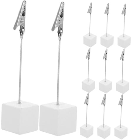 Healifty 30pezzi Porta Clip Memo in Legno Base Cubica con Chiusura Clip Portafoto per Numeri e Cartellini Ufficio Casa Scrivania