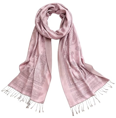 Rieoany Chal Imitación Cachemira, Estampado Doble Cara, Bufanda Caliente, Suave Y Agradable A La Piel, 195x70 cm, Color Rosa