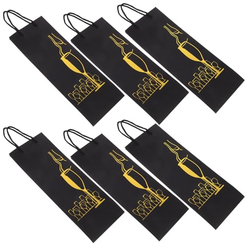 Abaodam Schwarze Weinflaschen Geschenktüten für Aufbewahrung Tragbar und Praktisch und Geschenkverpackung 12 Stück aus Papier mit Griffen von Weinflaschen