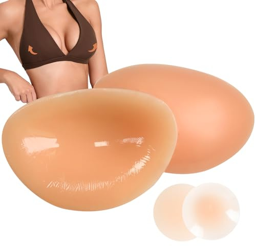 POMAMZ Självhäftande återanvändbara silikonbystförhöjare | Osynlig push-up bh-vattering för bikini, sport och vardag | Naturligt utseende ultra bekvämt och komfortabelt, Beige, M