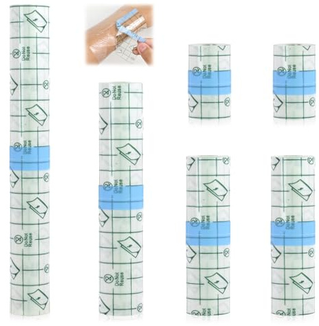 HOWAB 6 Rullar Läkning av Tatueringsfilm: Andra Hudtatueringsfolie 5cm×2m/10cm×2m/15cm×2m/20cm×1m, Vattentät Transparent Bandage, för Sport, Duscha, Simning och Tatueringsbehandlingar