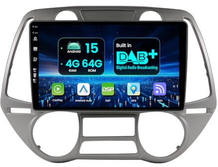 MISONDA Autoradio [4G+64G / Dab+ intégré] Android 15 pour Hyundai i20 2008-2012 avec écran IPS 9 Pouces GPS, CarPlay, Bluetooth, Mirror Link, Wi-FI, DSP, FM, RDS Caméra+MIC