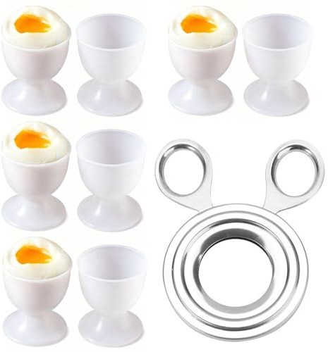 Supporto Per Portauovo Da 8 Pezzi E Forbici Per Uova Da 1 Pezzo, Resistenti Alle Alte Temperature E Facili Da Pulire Per Uso Alimentare, Nonché Un Pratico Strumento Per Aprire Il Guscio D'Uovo.