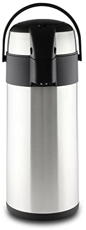Pioneer Flasks Stainless Steel Airpot Hot Cold Water Tea Coffee Dispenser Conference Event Flask, Satin Finish, 4 litres