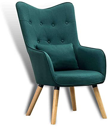 ESTEXO Fernsehsessel TV Sessel Lounge Relaxsessel Polstersessel Lesesessel Stoff Kissen Dunkelgrün