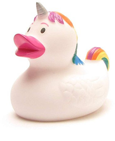 Duckshop I Badeente Einhorn I Quietscheente l L: 8 cm I inkl. Quietscheentchen-Schlüsselanhänger im Set I Geschenk für Freundin I Präsent Sammler