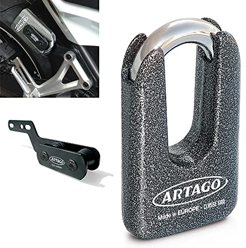Artago 69T7 Pack Bromsskivlås Stöldskydd Hög Säkerhet + Hållare för Honda CB650F och CBR650F, Homologerad SRA, Sold Secure Gold, ART4