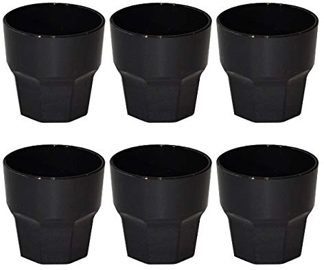 Omada Design Satz von Wassergläser aus Kunststoff, Fassungsvermögen von 30 Cl. Sie sind ideal für Getränke oder Long Drinks, Spülmaschinenfest, Made in Italy, Stapelbar, Linea Unglassy, Schwarze Farbe