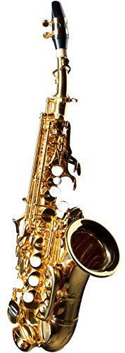 Monzani MZSC-233 Sopransaxophon, Bb Stimmung, Messing Mechanik, Goldlack Finish, Inklusive Mundstück und Hardcase, Ergonomische Mechanik, Ausgewogener Klang, Italienische Polster und Federn, 1.44kg