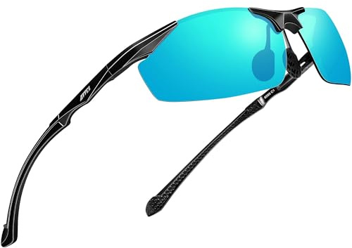 ATTCL Lunettes de Soleil polarisées pour Hommes pêche Sportive Conduite en métal Al-MG Cadre Ultra-léger UV400 CAT 3 CE 8585 Blue