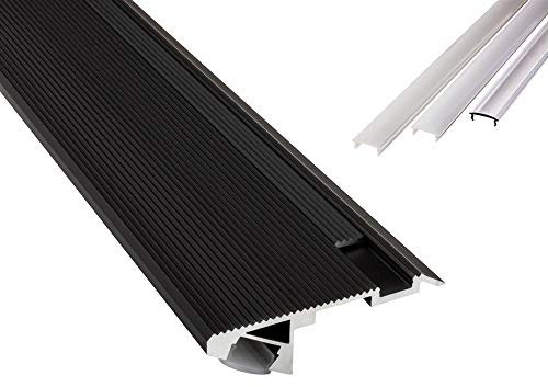 T-STA 30° LED Premium Treppenprofil Alu Profil Universell schwarz 2m opal