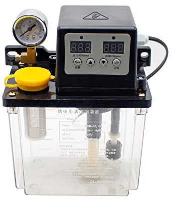 Toplionace Bomba de Lubricación Automática de 220V, Bomba de Aceite Electromagnética de 1L / 2L, Engrasador de Torno con Pantalla Digital Dual (2L, con Manómetro)
