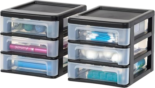 IRIS USA, Inc. CDD-XS3 Kompaktes Schreibtisch-Schubladensystem mit 3 Schubladen, schwarz