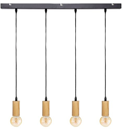 Atmosphera Ays Hängeleuchte, Metall und Holz, Länge 80 cm