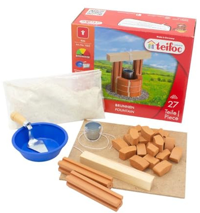 teifoc Brunnen - Steinbaukasten 1025, Modellbau mit 28 Bauteilen | Konstruktionsspielzeug für Kinder ab 6 7 8 Jahren, Mini Ziegelsteine für Mädchen und Jungen, Lernspielzeug, 3D Puzzle