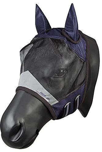 PFIFF 102943 Fliegenmaske mit UV Schutz, Pferde Fliegenschutz, Full, Dunkelblau