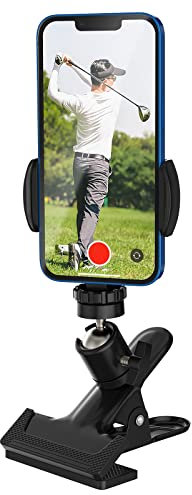 MoKo Golf Handyhalter Golfschwungs, Universal Golf Smartphone Halter 360° Drehbar Golf Handy Clip Halter Golf Swing Analyzer für 4,7 - 6,8 Handy Golf Handyhalter für Golf Trolley Golfwagen, Schwarz