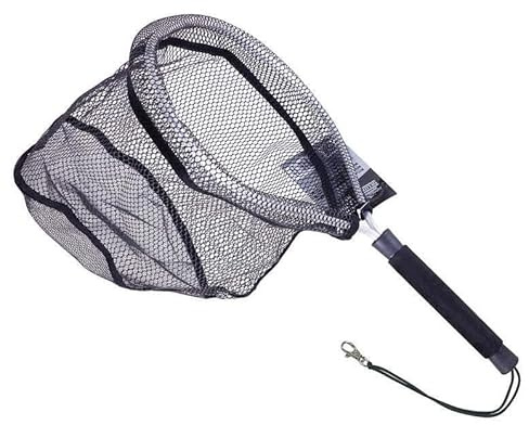 Deluxe Kayak Fishing Net with Short Handle – Fine Mesh Landing Net (30 x 39cm Frame, 3mm/6mm Mesh) for Kayak & Boat Angling